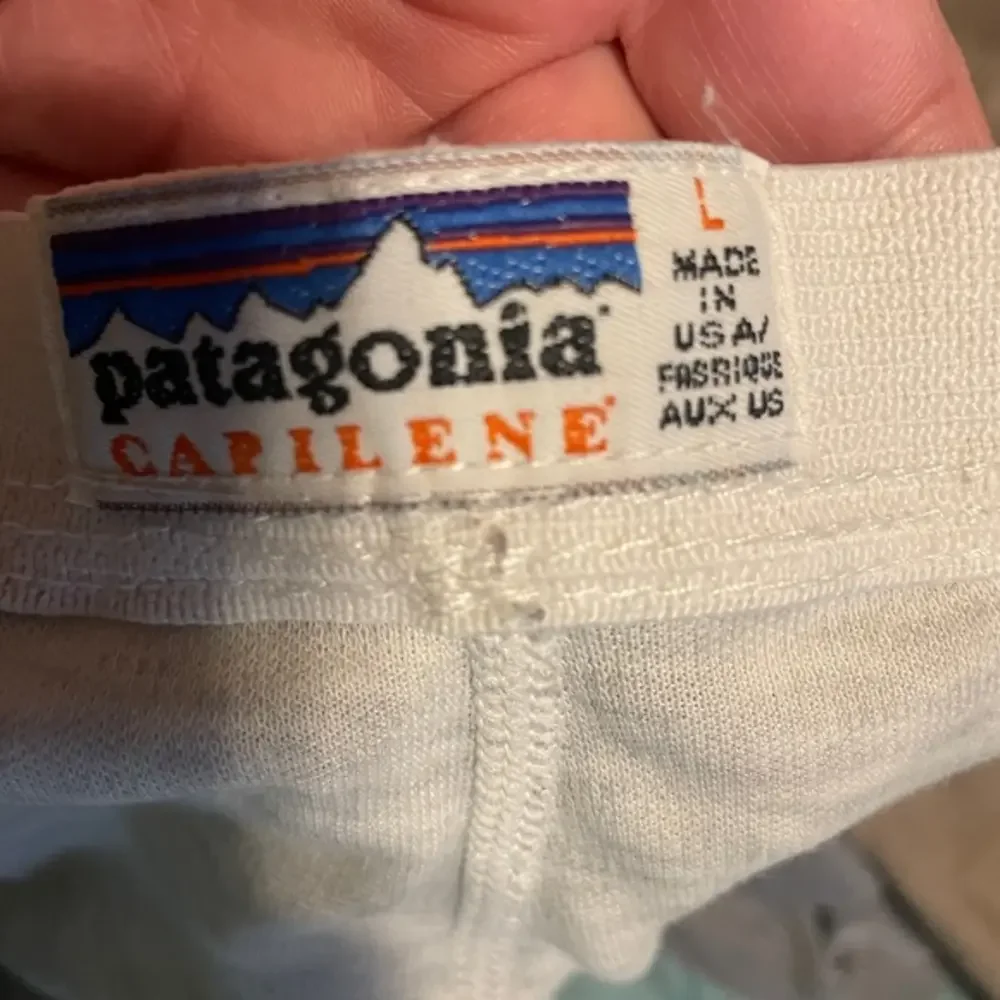 Patagonia Capilene Base Layer Pants Mens L Cream‎ Excellent Thermal Leggings USA